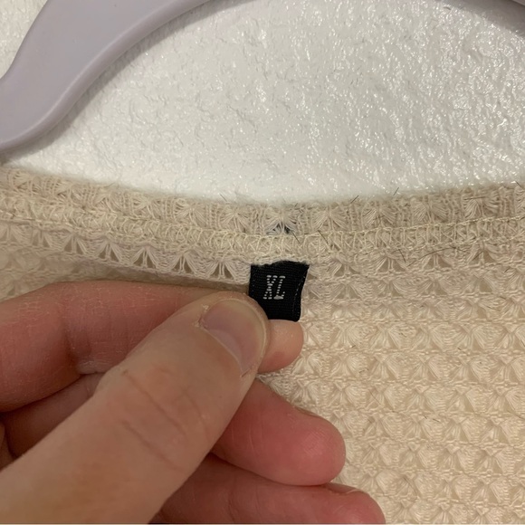 Cream Medium Weight Waffle Knit Double Pocket Cardigan Size XL - Picture 6 of 7